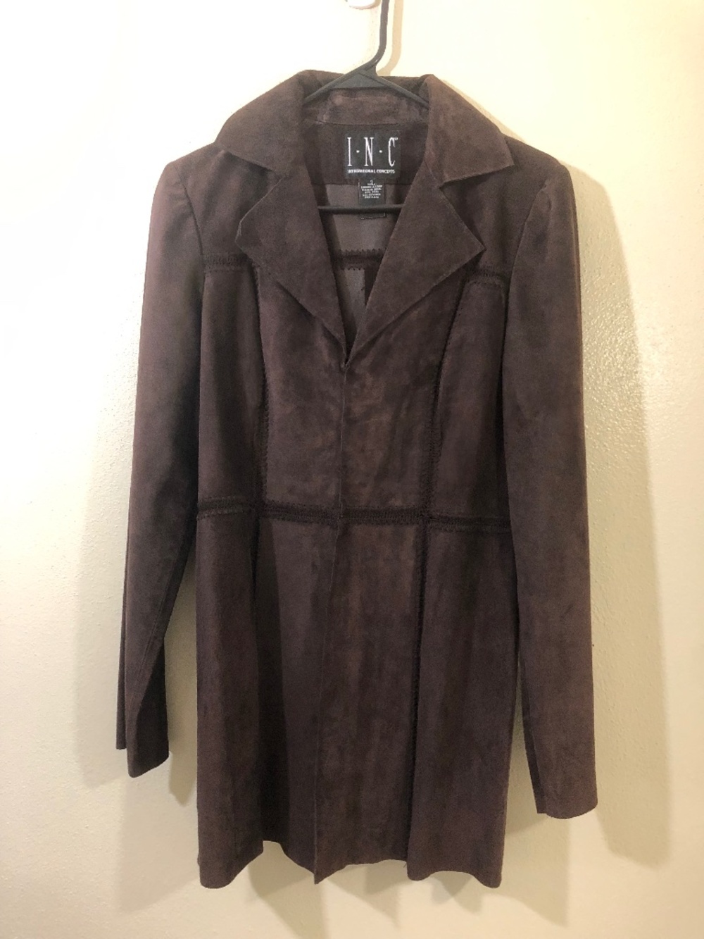 INC Brown Genuine Leather Suede Lightweight Jacket Size S Small